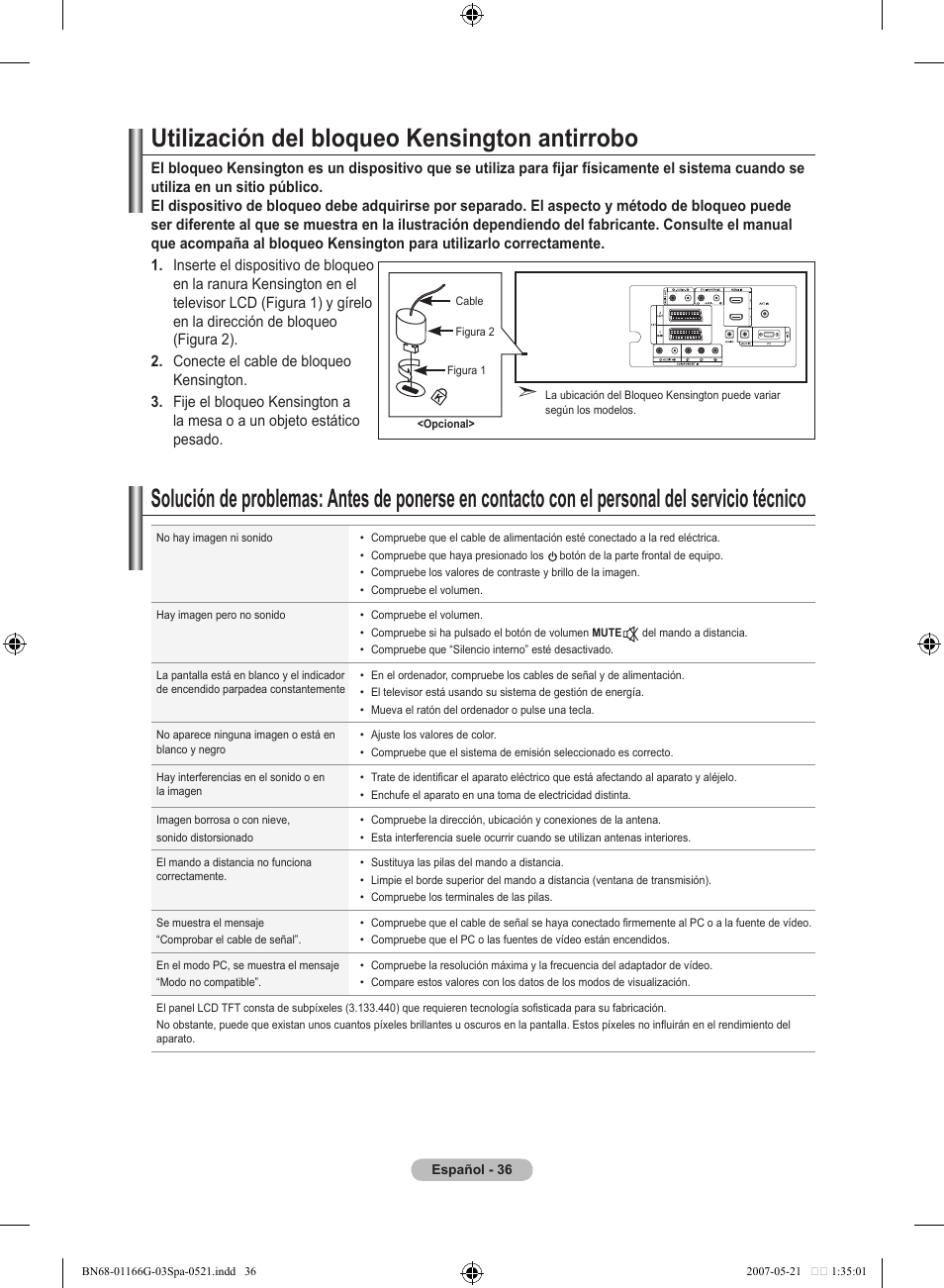 Utilización del bloqueo kensington antirrobo | Samsung LE23R81B User Manual | Page 230 / 463