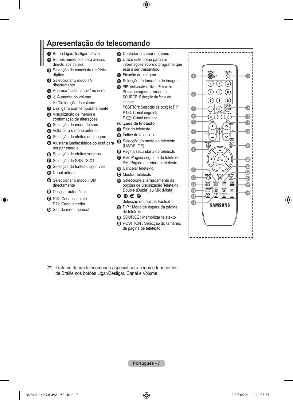 Apresentação do telecomando | Samsung LE23R81B User Manual | Page 239 / 463