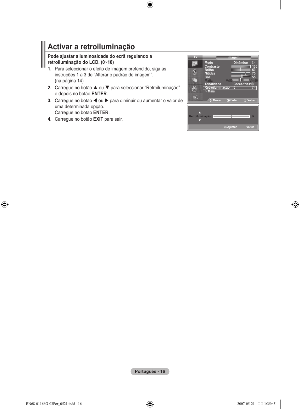 Activar a retroiluminação | Samsung LE23R81B User Manual | Page 248 / 463