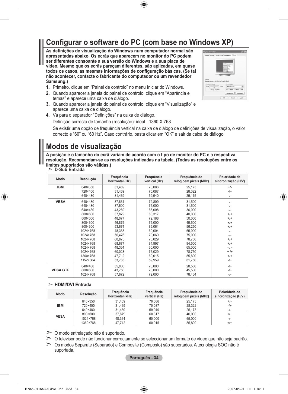 Modos de visualização | Samsung LE23R81B User Manual | Page 266 / 463