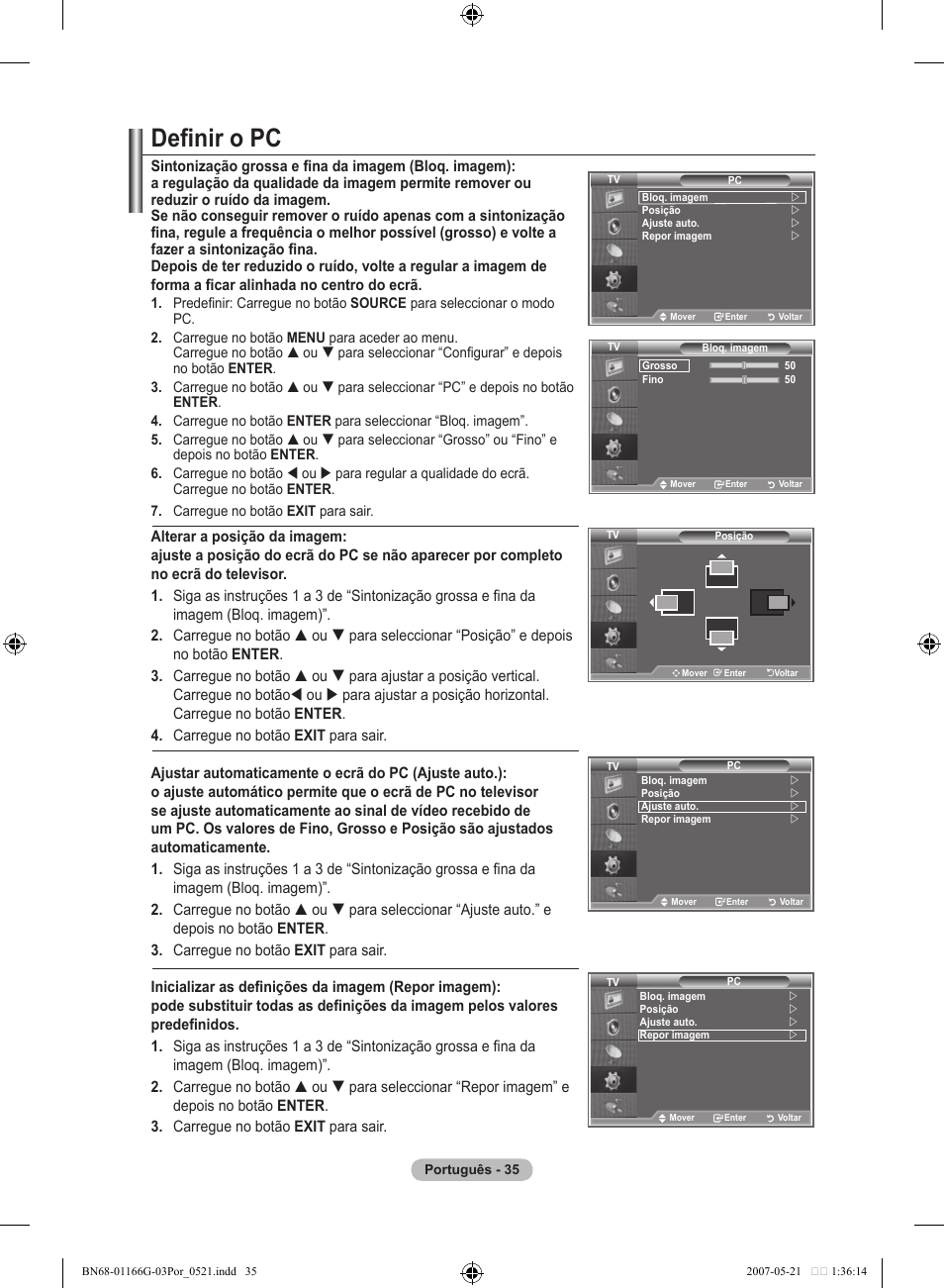 Definir o pc | Samsung LE23R81B User Manual | Page 267 / 463