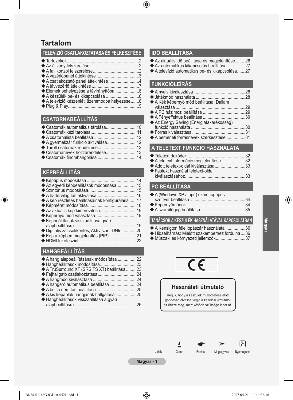 Tartalom, Használati útmutató | Samsung LE23R81B User Manual | Page 271 / 463