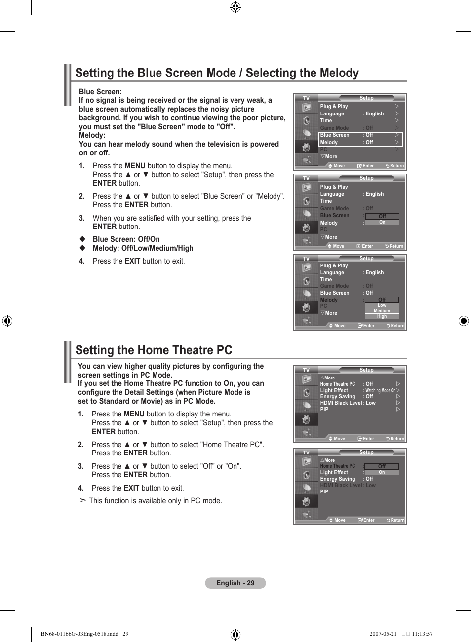 Setting the home theatre pc | Samsung LE23R81B User Manual | Page 31 / 463