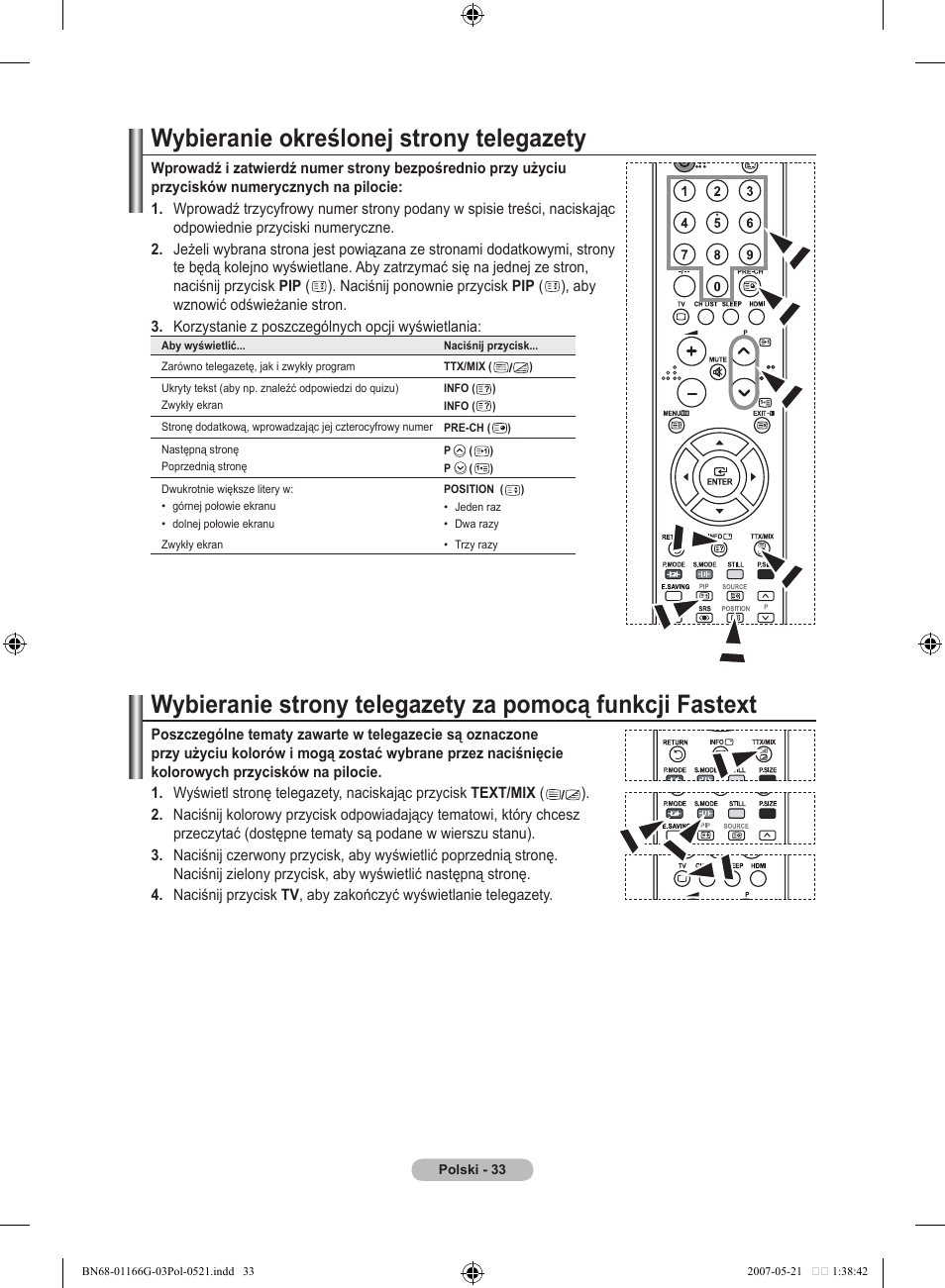 Wybieranie określonej strony telegazety | Samsung LE23R81B User Manual | Page 341 / 463