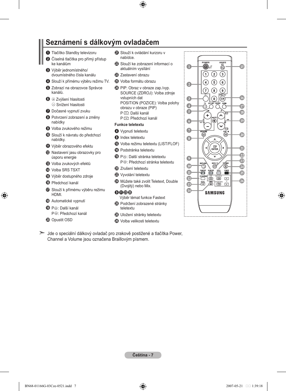 Seznámení s dálkovým ovladačem | Samsung LE23R81B User Manual | Page 353 / 463
