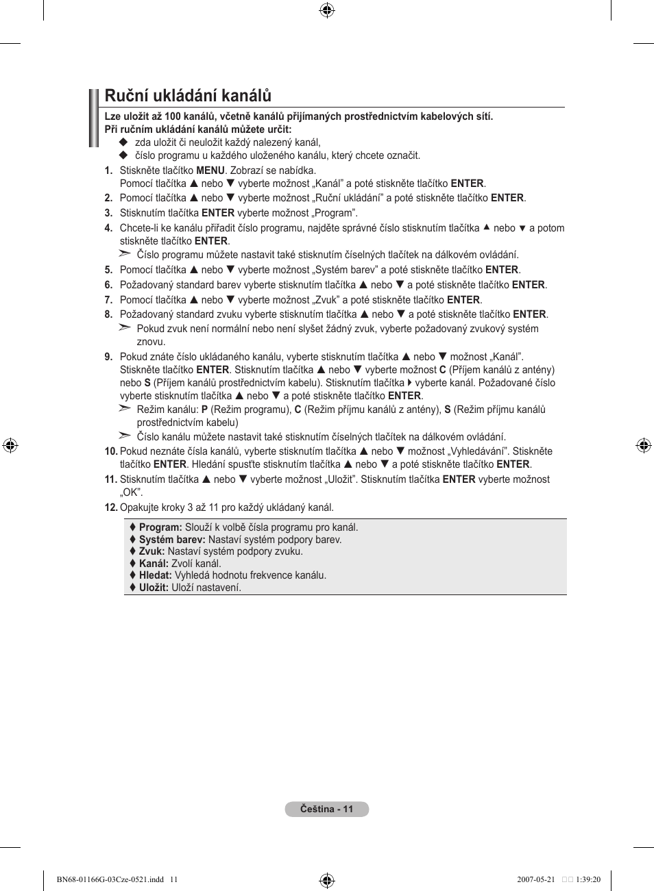 Ruční ukládání kanálů | Samsung LE23R81B User Manual | Page 357 / 463