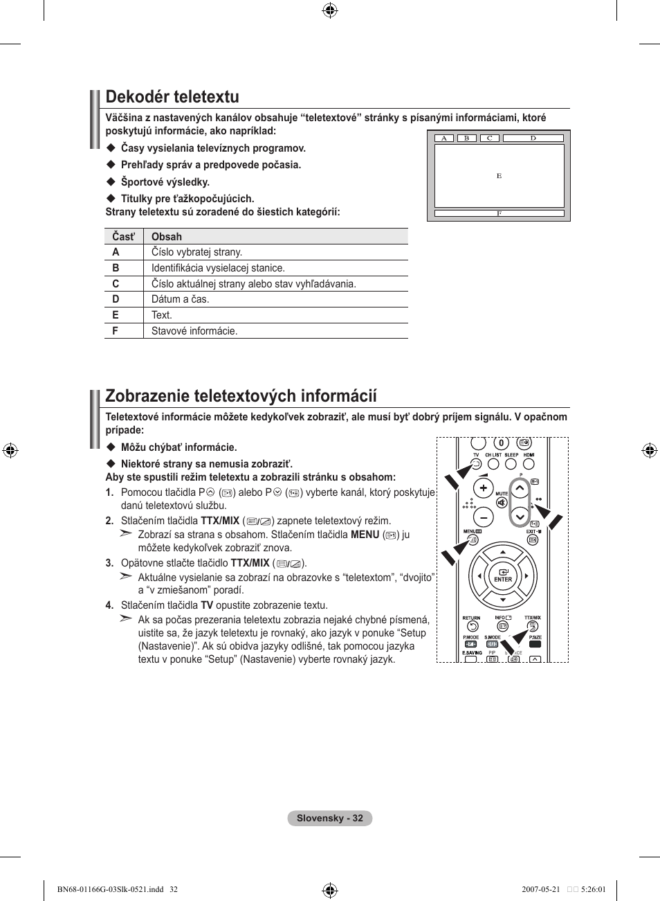 Dekodér teletextu, Zobrazenie teletextových informácií | Samsung LE23R81B User Manual | Page 416 / 463