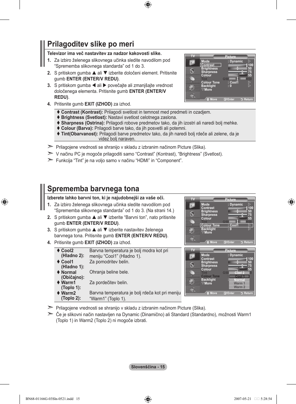 Prilagoditev slike po meri, Sprememba barvnega tona | Samsung LE23R81B User Manual | Page 437 / 463