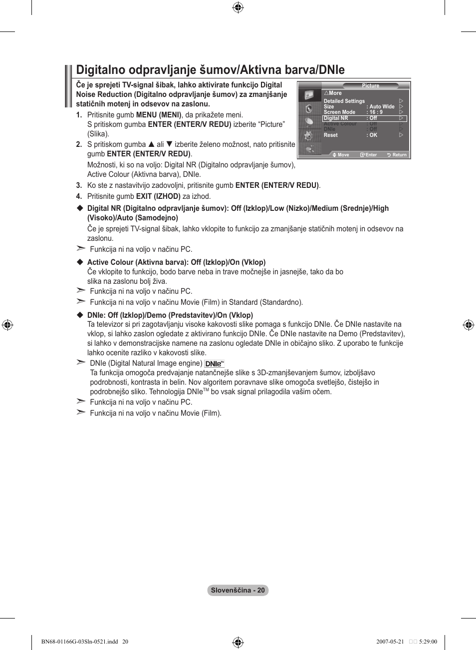 Digitalno odpravljanje šumov/aktivna barva/dnie | Samsung LE23R81B User Manual | Page 442 / 463