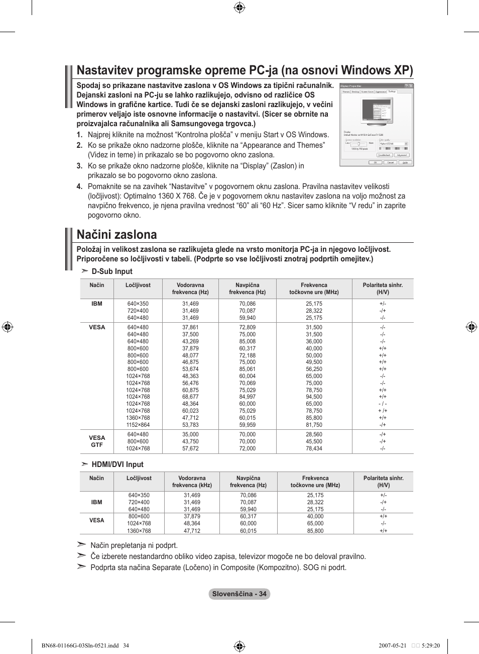 Načini zaslona | Samsung LE23R81B User Manual | Page 456 / 463