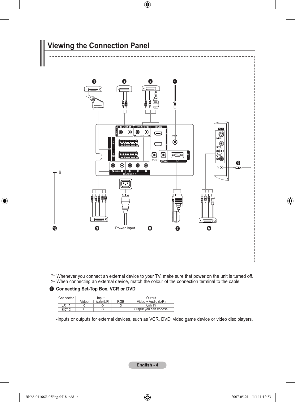 Viewing the connection panel | Samsung LE23R81B User Manual | Page 6 / 463