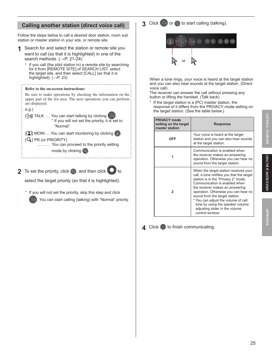 Calling another station (direct voice call) | Aiphone IS-SOFT User Manual | Page 25 / 33