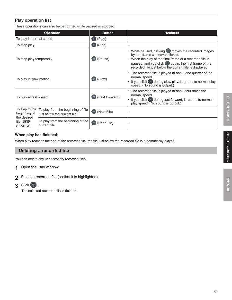 Deleting a recorded fi le | Aiphone IS-SOFT User Manual | Page 31 / 33