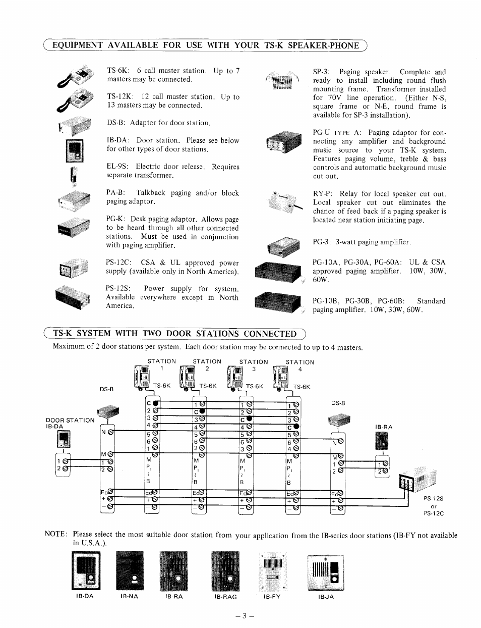 C ts-k system with two door stations connected | Aiphone TS-12K User Manual | Page 3 / 8