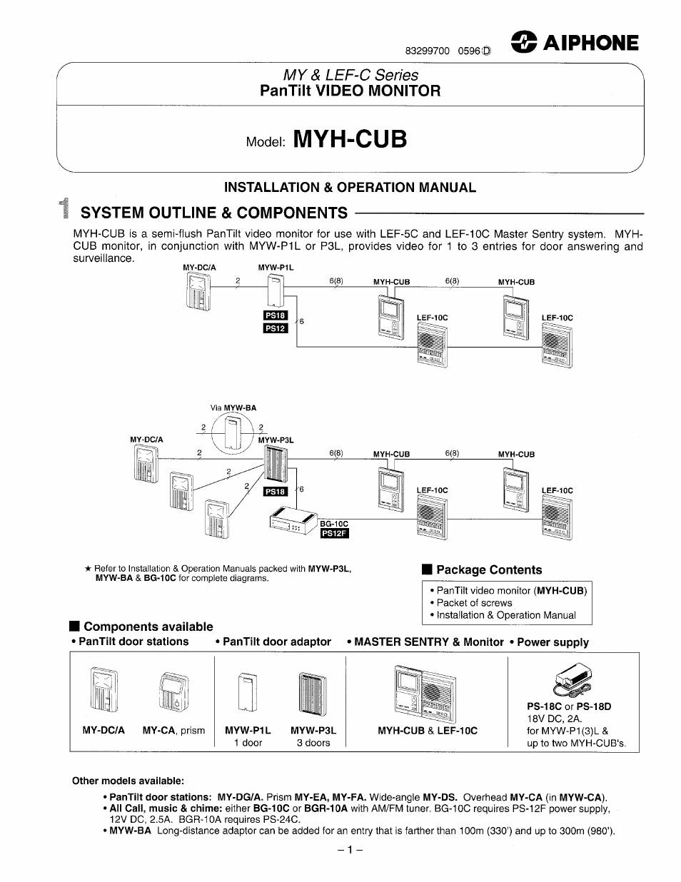 Aiphone Myh-Cub User Manual | 6 pages