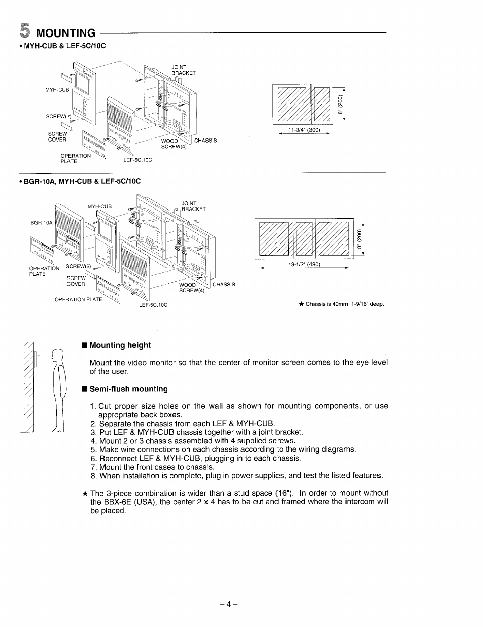 Mounting | Aiphone Myh-Cub User Manual | Page 4 / 6