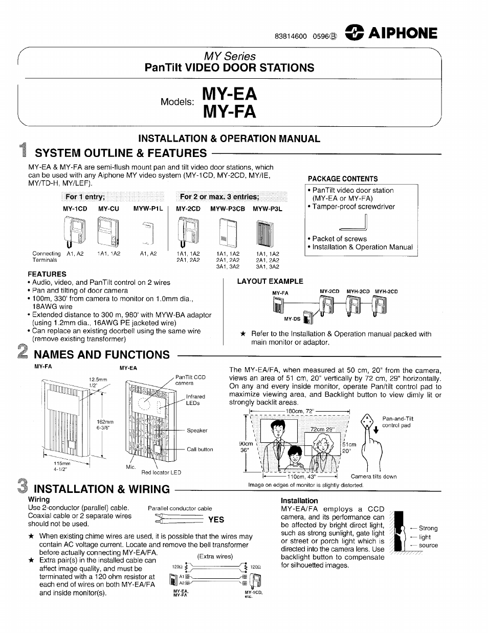 Aiphone MY SERIES MY-EA User Manual | 2 pages