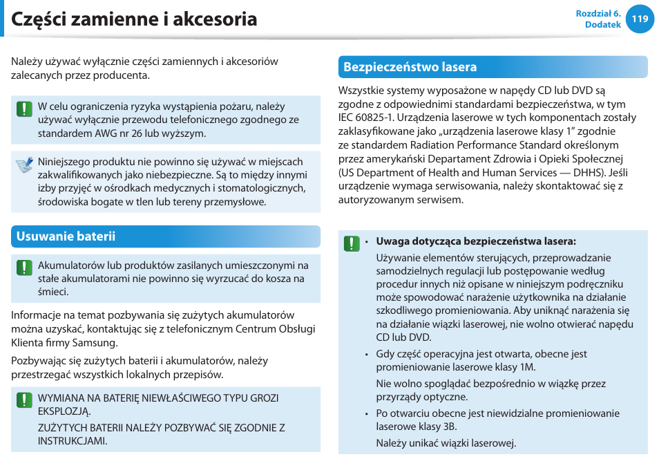 Części zamienne i akcesoria | Samsung NP300E5E User Manual | Page 120 / 146