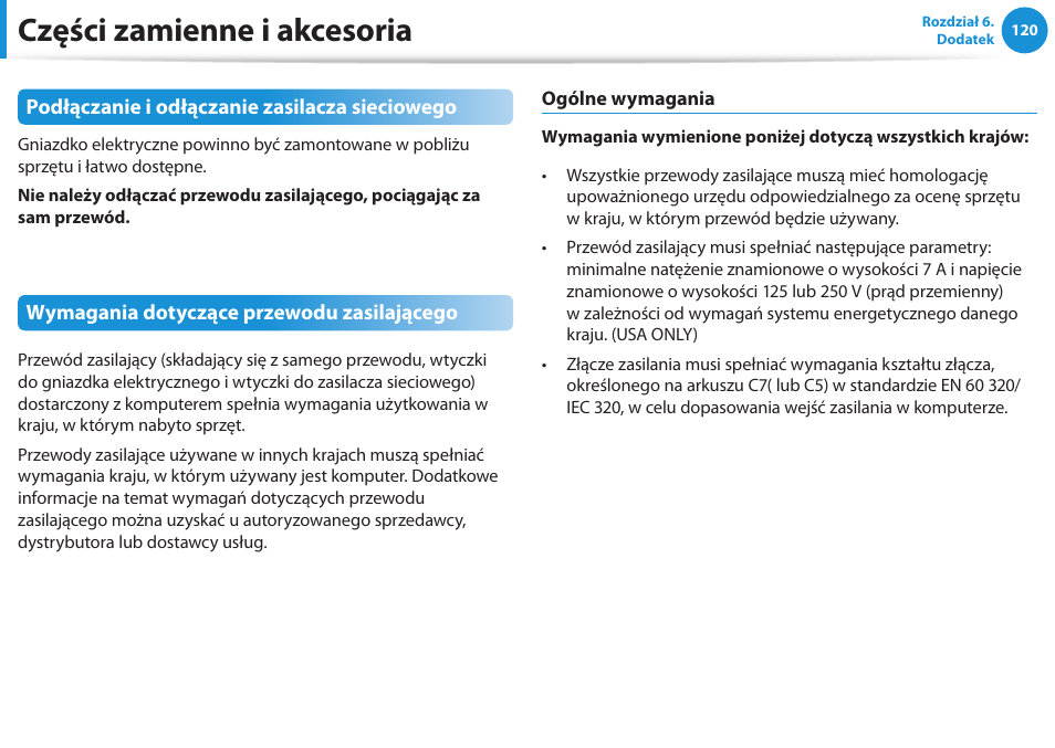 Części zamienne i akcesoria | Samsung NP300E5E User Manual | Page 121 / 146