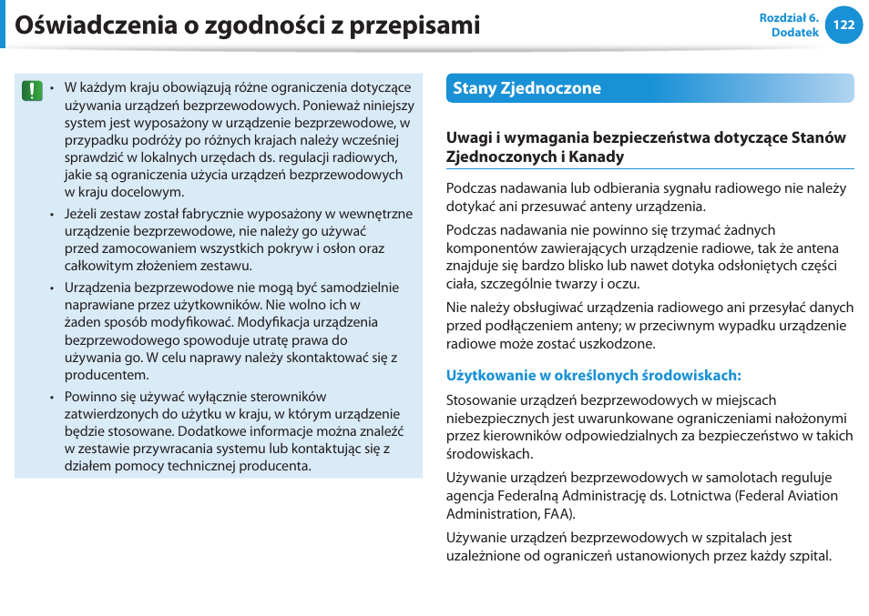 Oświadczenia o zgodności z przepisami | Samsung NP300E5E User Manual | Page 123 / 146