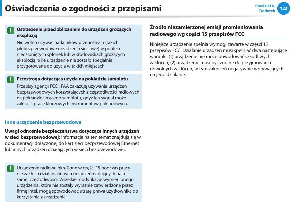 Oświadczenia o zgodności z przepisami | Samsung NP300E5E User Manual | Page 124 / 146