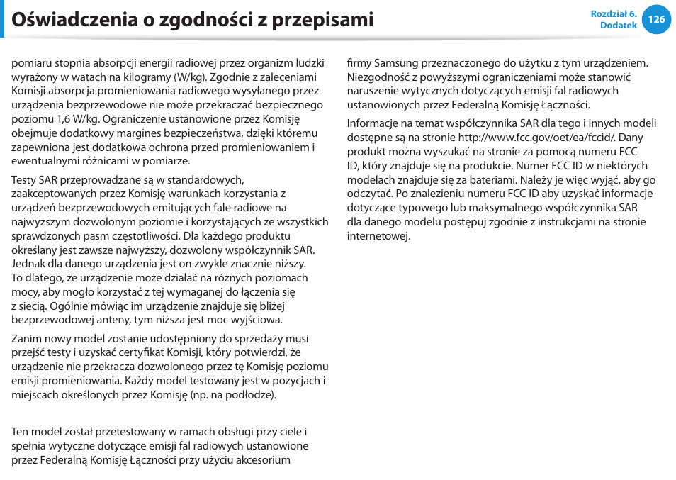 Oświadczenia o zgodności z przepisami | Samsung NP300E5E User Manual | Page 127 / 146