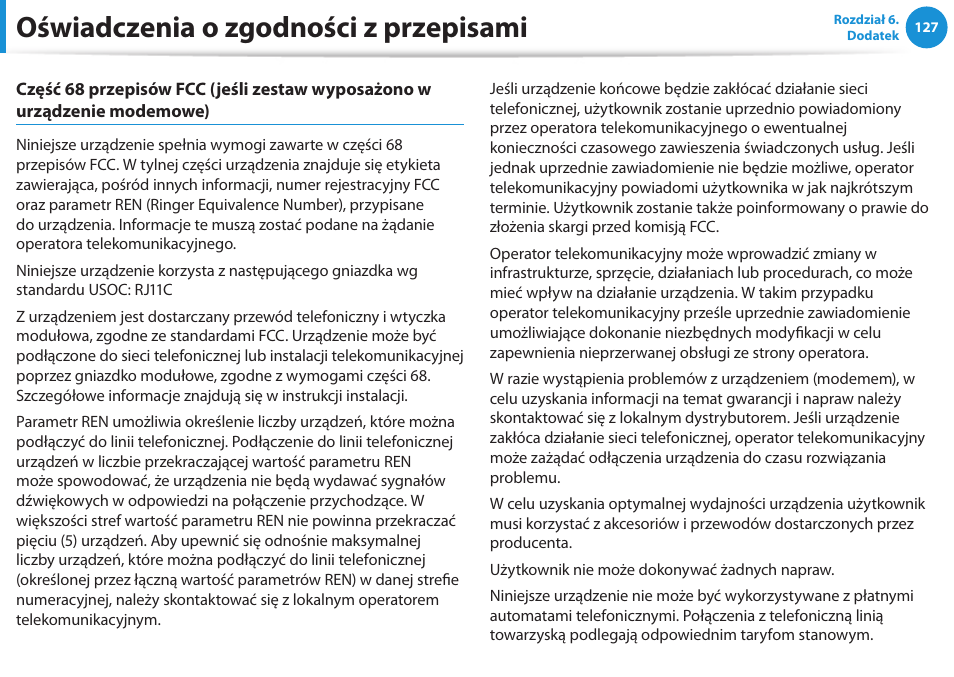 Oświadczenia o zgodności z przepisami | Samsung NP300E5E User Manual | Page 128 / 146