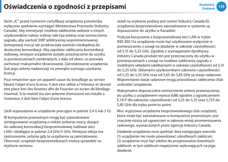 Oświadczenia o zgodności z przepisami | Samsung NP300E5E User Manual | Page 130 / 146