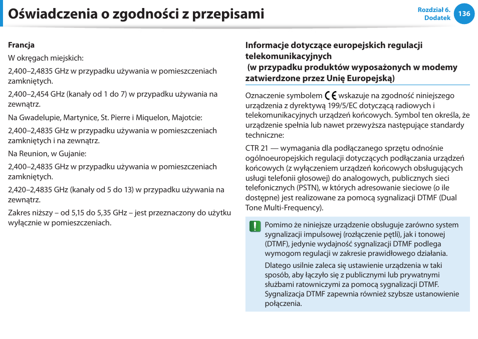 Oświadczenia o zgodności z przepisami | Samsung NP300E5E User Manual | Page 137 / 146