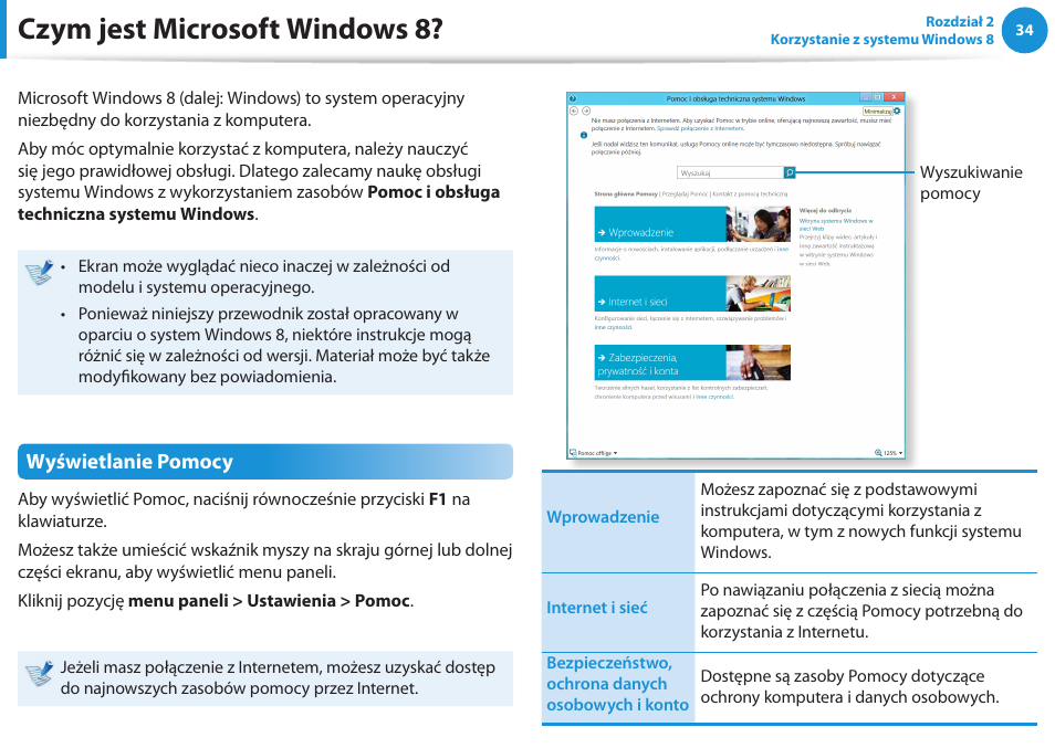 Czym jest microsoft windows 8, Wyświetlanie pomocy | Samsung NP300E5E User Manual | Page 35 / 146