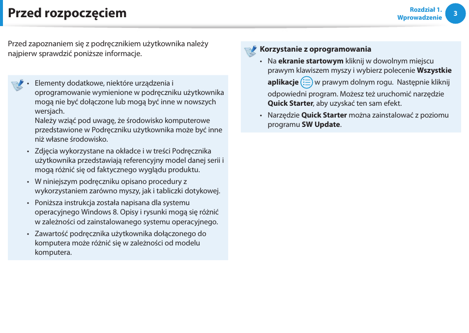 Przed rozpoczęciem | Samsung NP300E5E User Manual | Page 4 / 146