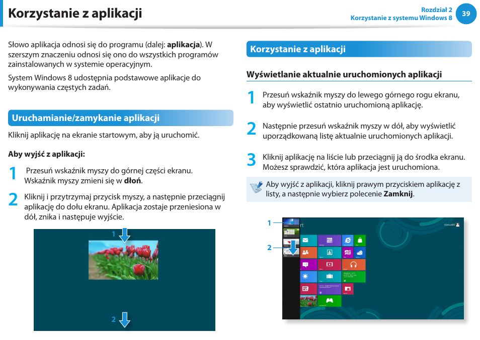 Korzystanie z aplikacji | Samsung NP300E5E User Manual | Page 40 / 146