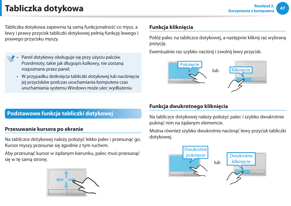 Tabliczka dotykowa | Samsung NP300E5E User Manual | Page 48 / 146