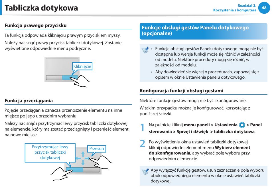 Tabliczka dotykowa | Samsung NP300E5E User Manual | Page 49 / 146