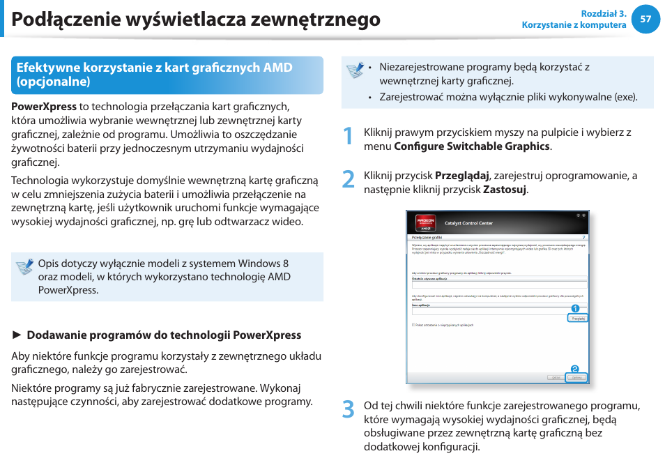 Podłączenie wyświetlacza zewnętrznego | Samsung NP300E5E User Manual | Page 58 / 146