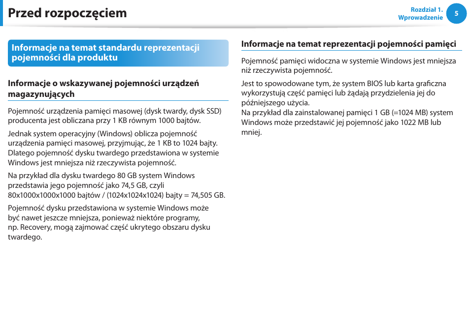 Przed rozpoczęciem | Samsung NP300E5E User Manual | Page 6 / 146
