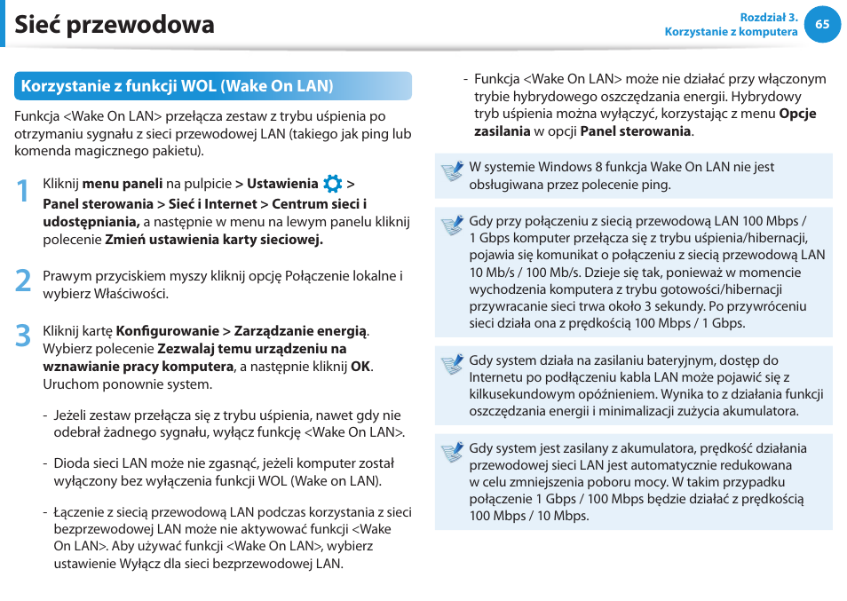 Sieć przewodowa | Samsung NP300E5E User Manual | Page 66 / 146