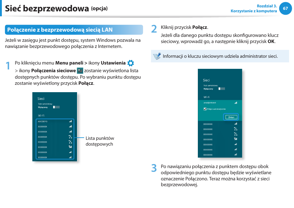 Sieć bezprzewodowa | Samsung NP300E5E User Manual | Page 68 / 146