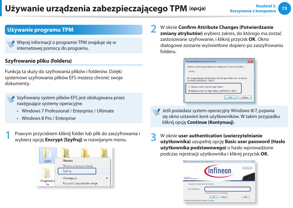 Używanie urządzenia zabezpieczającego tpm | Samsung NP300E5E User Manual | Page 74 / 146