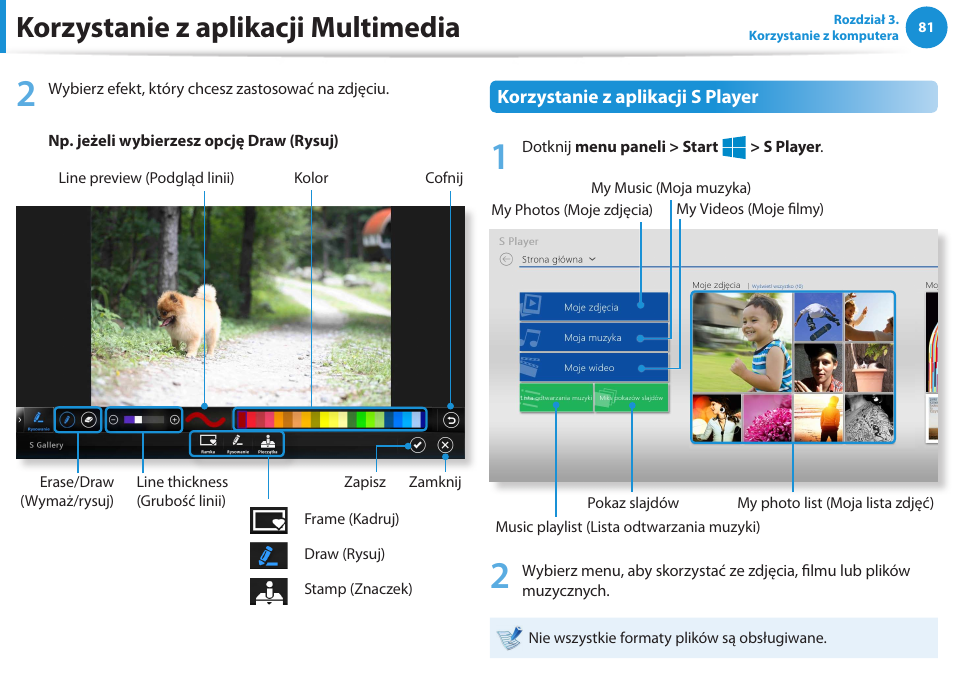 Korzystanie z aplikacji multimedia | Samsung NP300E5E User Manual | Page 82 / 146
