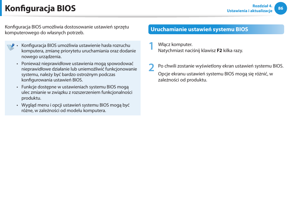 Konfiguracja bios | Samsung NP300E5E User Manual | Page 87 / 146