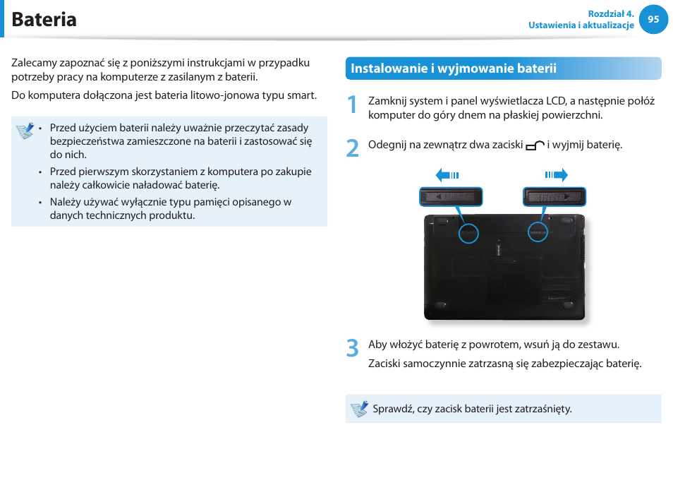 Bateria | Samsung NP300E5E User Manual | Page 96 / 146