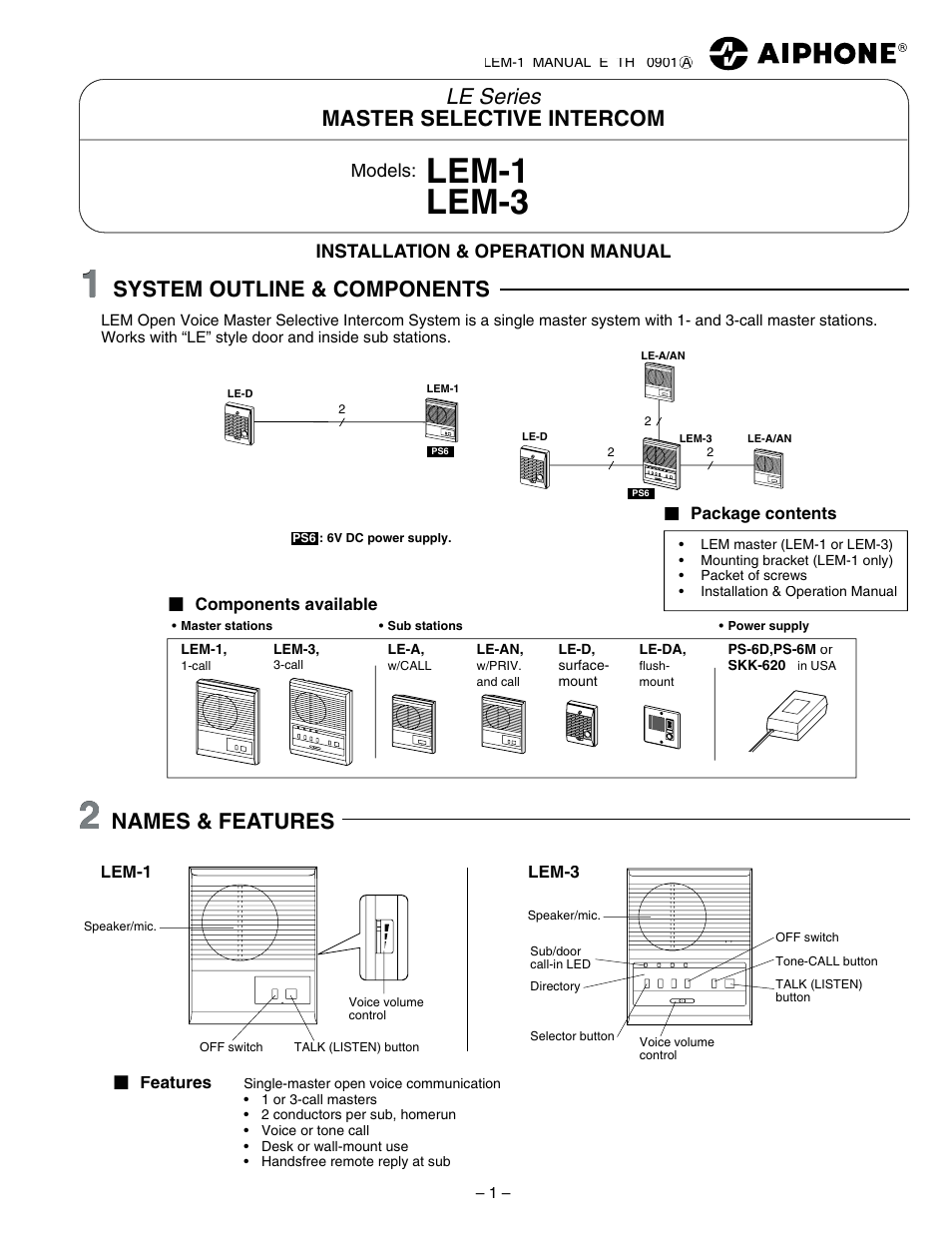 Aiphone LEM-3 User Manual | 4 pages