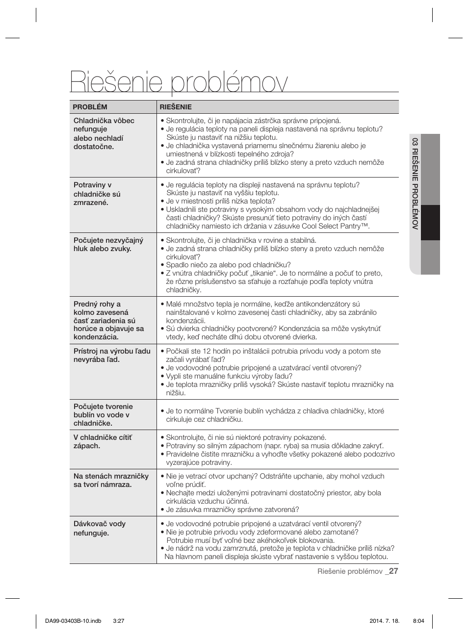 Riešenie problémov | Samsung RFG23DERS User Manual | Page 223 / 252