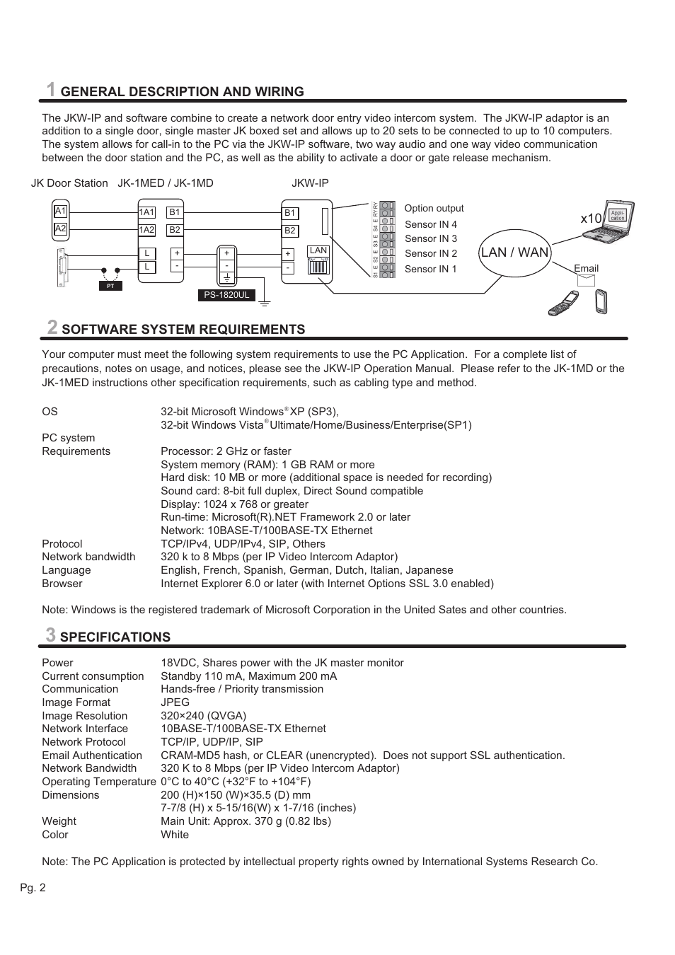 Aiphone JKW-IP User Manual | Page 2 / 8