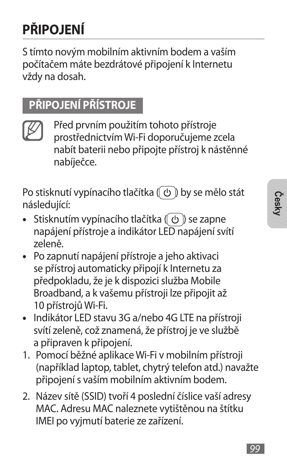 Připojení | Samsung GT-B3800 User Manual | Page 101 / 140