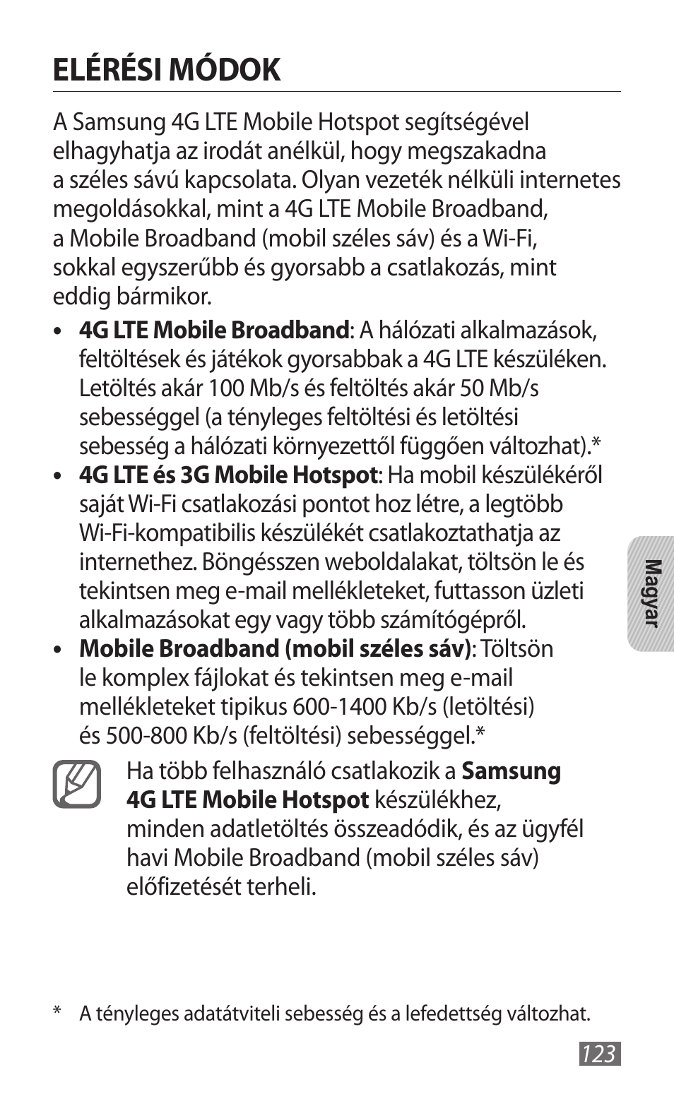 Elérési módok | Samsung GT-B3800 User Manual | Page 125 / 140