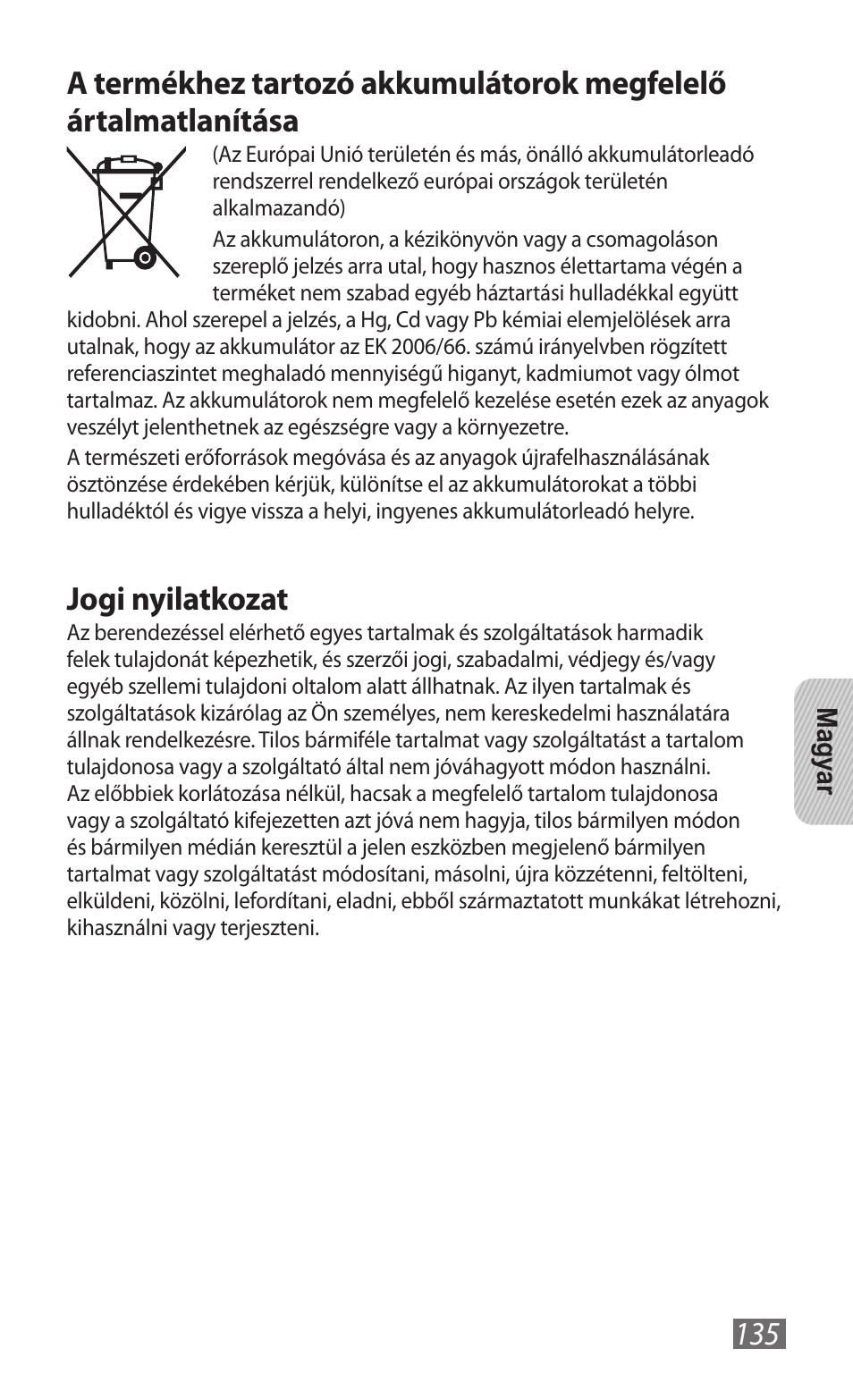 Jogi nyilatkozat | Samsung GT-B3800 User Manual | Page 137 / 140