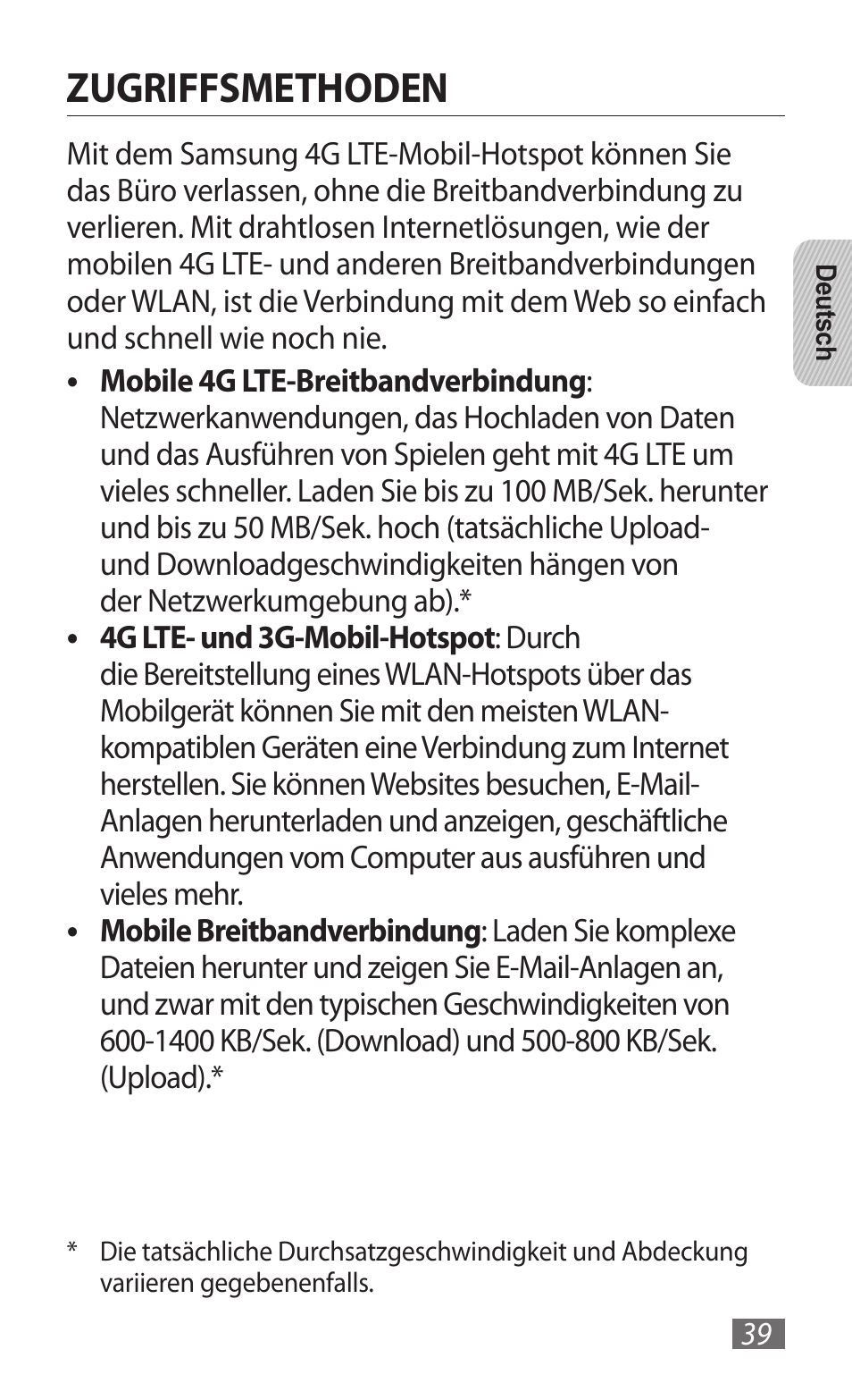 Zugriffsmethoden | Samsung GT-B3800 User Manual | Page 41 / 140