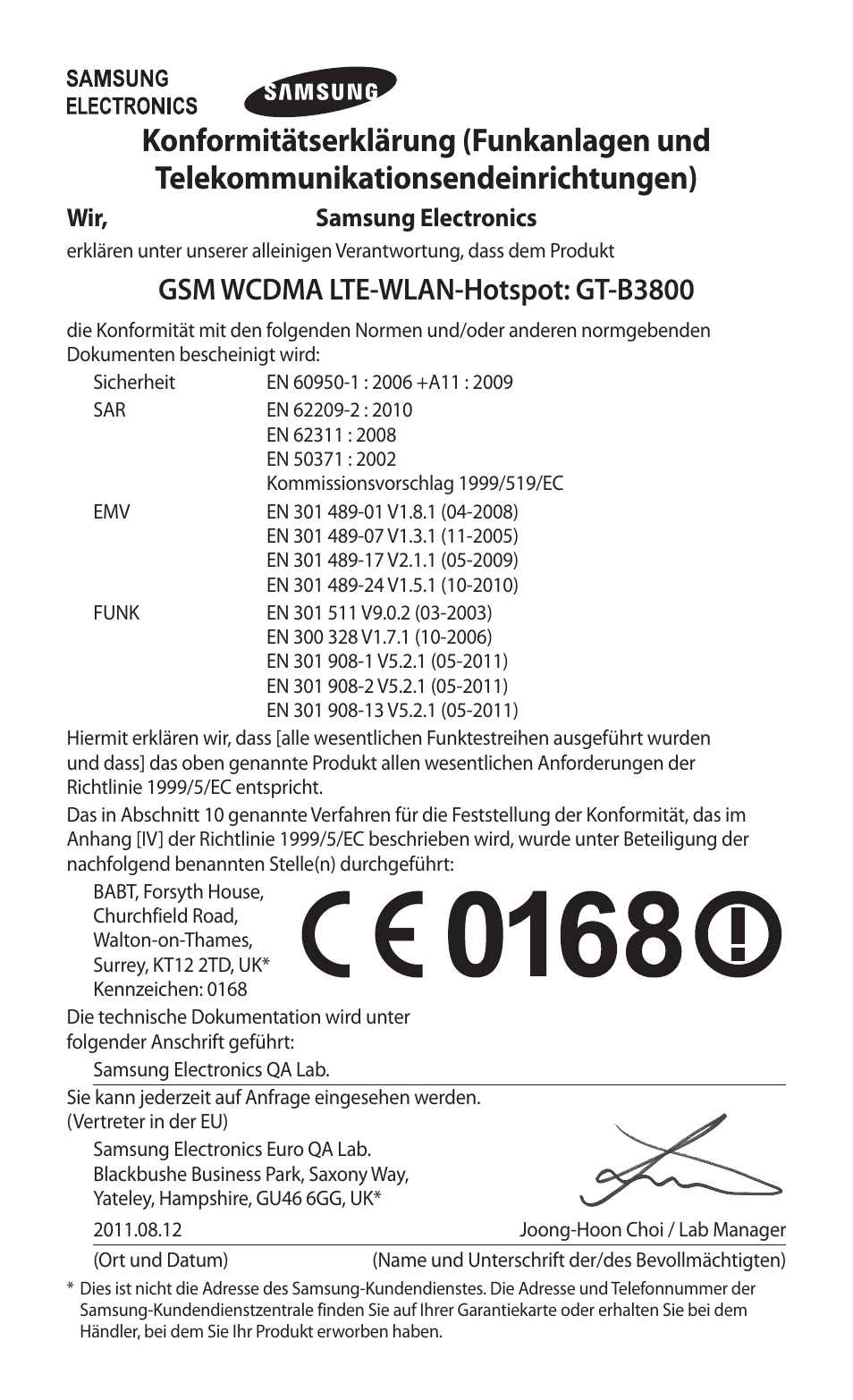 Gsm wcdma lte-wlan-hotspot: gt-b3800 | Samsung GT-B3800 User Manual | Page 56 / 140
